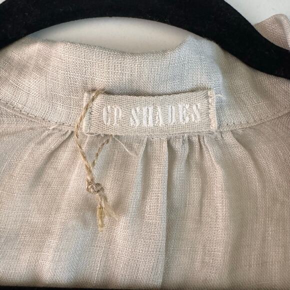 CP SHADES Blouse Large Gigi 100% Linen Two Button Placket Front Crop NWOT - Picture 9 of 12